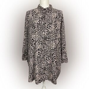 ASOS Design Top Women’s 16 Pink Animal Print Oversized Tunic Dolman Sleeve